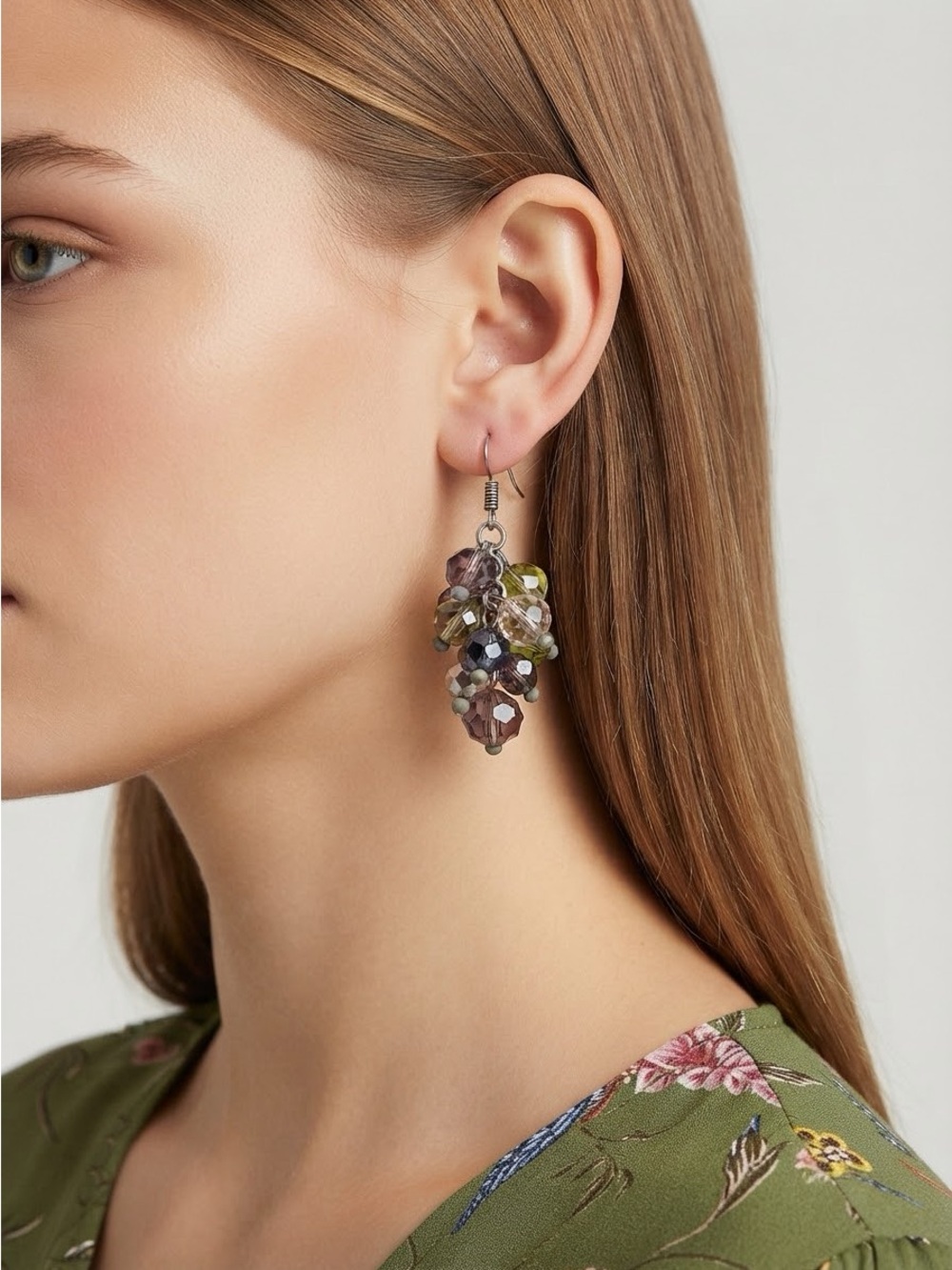 Handmade Crystal Cluster Earrings | Multicolor Beaded Boho Dangle Earrings